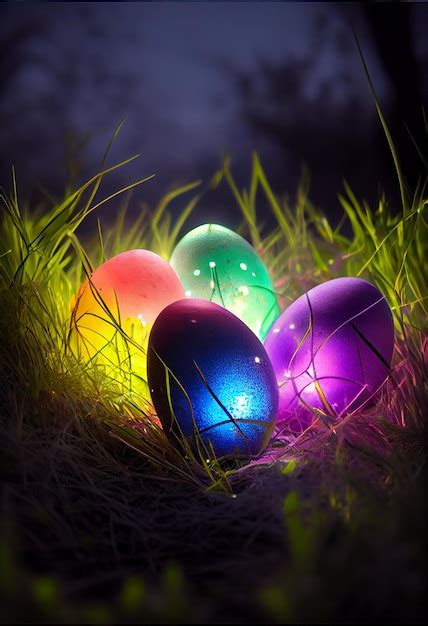 Premium Photo Colorful Easter Eggs On Green Grass