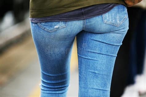 Girl Wearing Denim Jeans Stock Photo Image Of Clothes