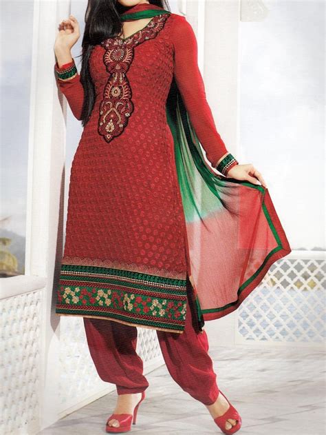 Indian Salwar Kameez Kangana Red Wafa Fashion Indian Women Fashion