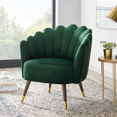 Camille Emerald Green Velvet Scalloped Chair Julian Joseph Home