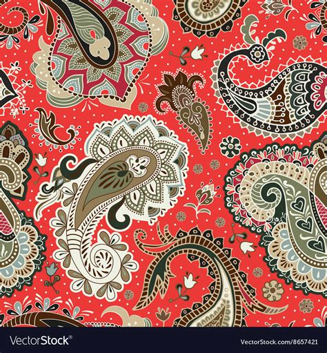 Paisley Floral Seamless Pattern Royalty Free Vector Image