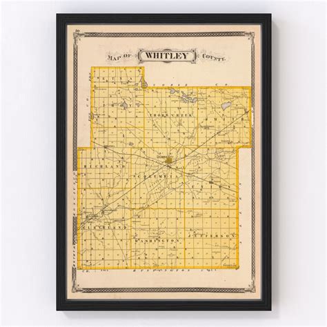 Vintage Map Of Whitley County Indiana 1876 By Teds Vintage Art