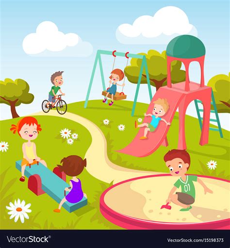 Cute Children At Playground Happy Children Vector Image