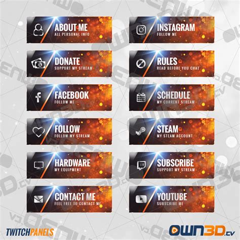 We've searched the web for the best (and 100% free) twitch panel templates and stream packs and put them into the ultimate list to make it easy for you. Twitch-Panels - OWN3D.TV