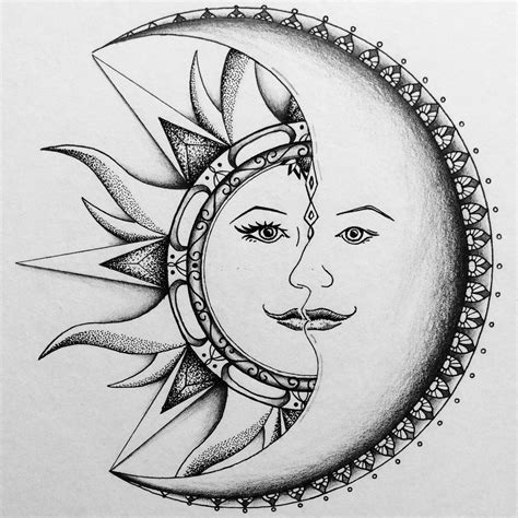 Sun And Moon Line Art