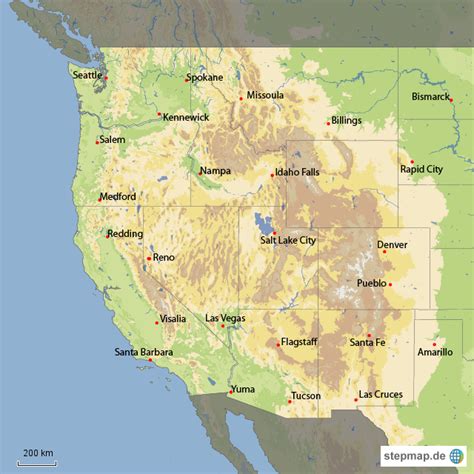 Stepmap Usa Westen Landkarte Für Usa