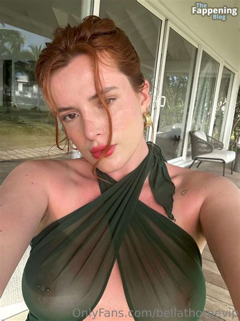 Bella Thorne Flashes Her Nude Breasts In A Sheer Green Dress 6