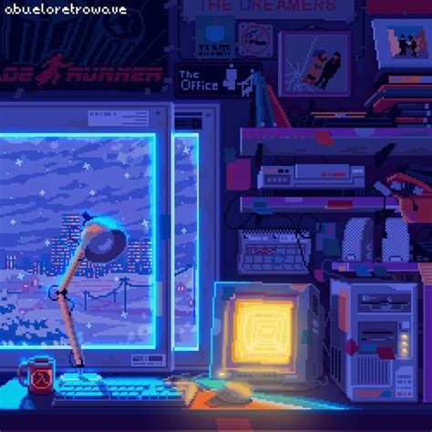 Retroabuelowave On Twitter Pixel Art Cyberpunk Room Pixel