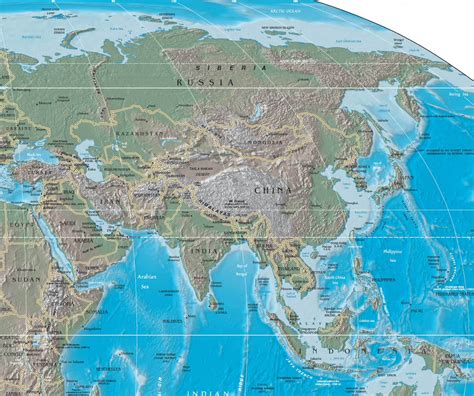 Physical Map Of Asia