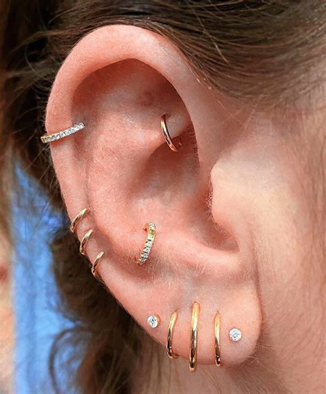 Ear Curation On Instagram Rook Upper Helix Triple Mid Helix Snug