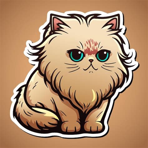 Premium Vector Cute Persian Cat Cartoon Illustration In Sticker