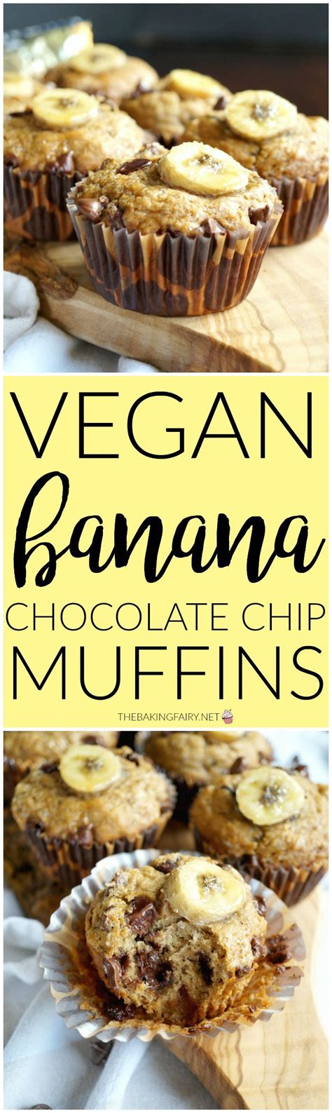Vegan Chocolate Chip Banana Muffins The Baking Fairy Recipe Banana Chocolate Chip Muffins