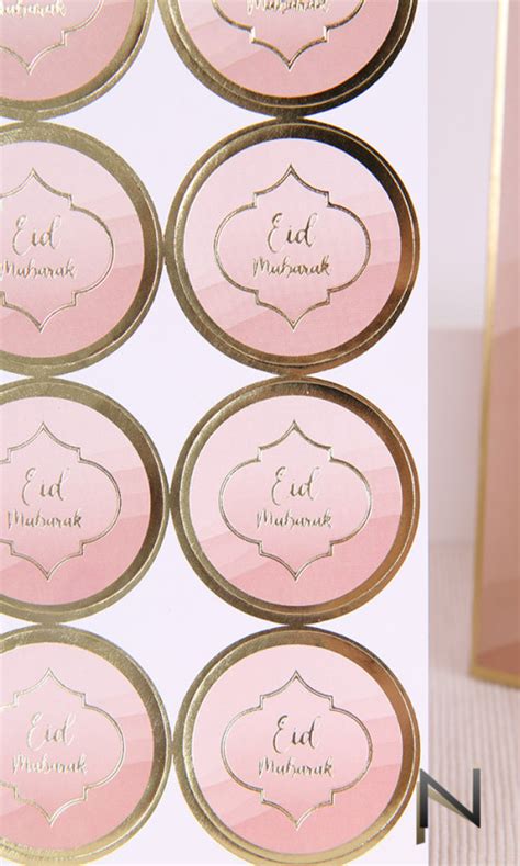 10 stickers Eid Mubarak design nude et doré 3 8 cm de diamètre idéal