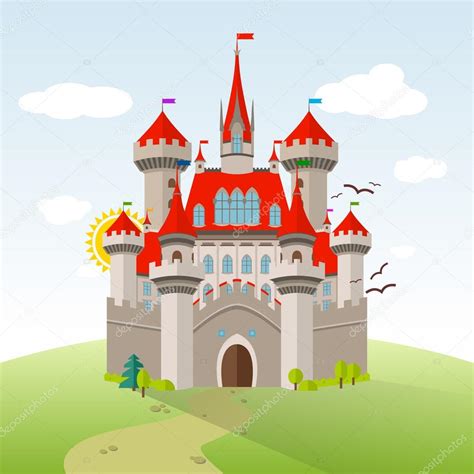 Fairy Tale Castle Vector Imagination Child Illustration Flat