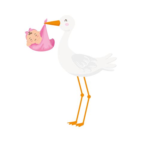 Stork With Cute Baby Girl 4627813 Vector Art At Vecteezy