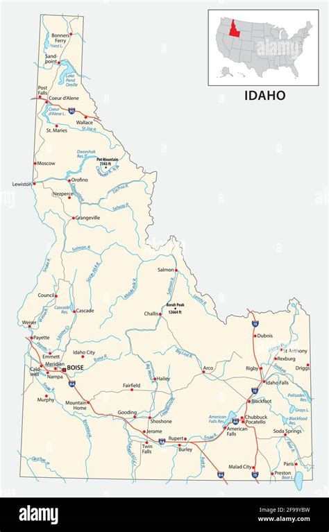 Laminated Map Large Detailed Administrative Map Of Idaho State With