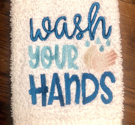 Wash Your Hands Towel Bathroom Hand Towel Kitchen Hand Etsy Uk