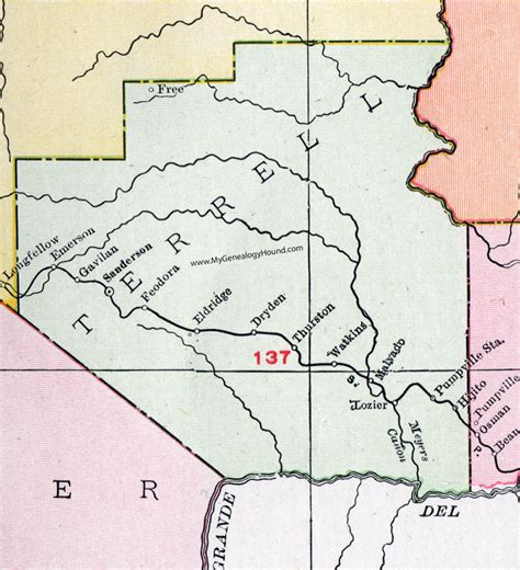Terrell County Texas Map 1911 Sanderson Dryden Emerson Hijito