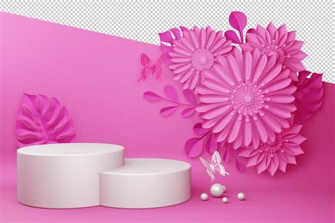 Premium Psd Empty Display With Flower For Presentation 3d Rendering