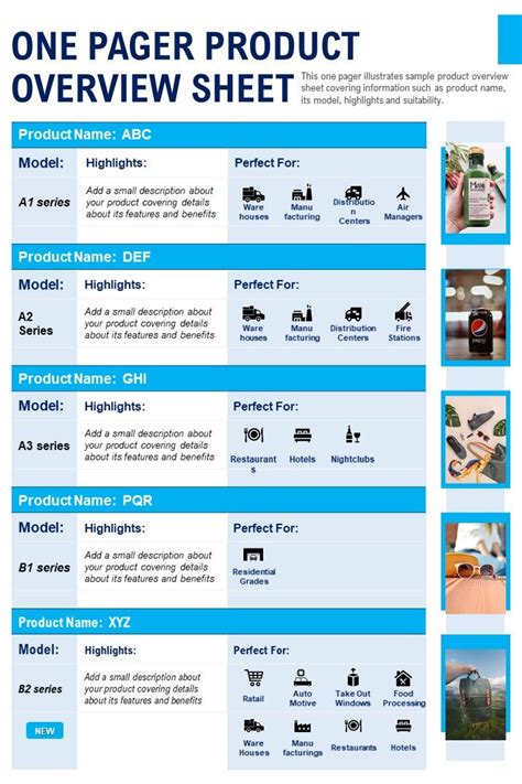 One Pager Product Overview Sheet Template In 2021 Powerpoint Examples