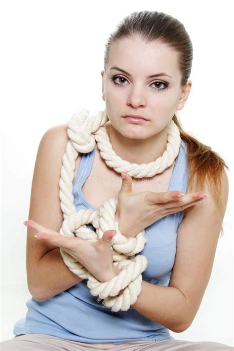Woman Tied Up With Rope Stock Photo Image Of Hand Control 24258106