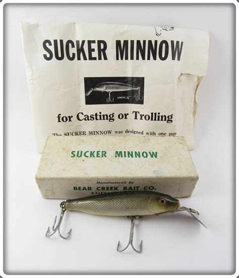Vintage Bear Creek Sucker Minnow Lure In Box For Sale Tough Lures