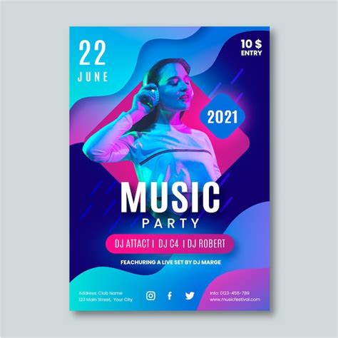 Music Event Poster For 2021 Template Free Vector