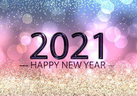 Happy New 2021 With Facial Mask On The Colorful Bokeh Background Stock