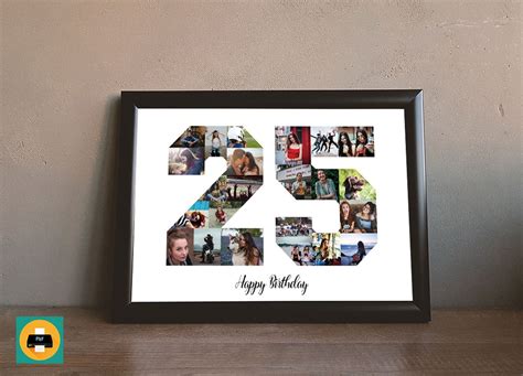 25th Birthday Photo Collage 25th Anniversary Number Collage Etsy