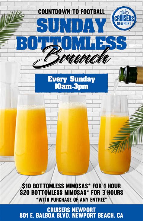 Sunday Bottomless Brunch @ Cruisers Newport Beach - Cruisers Pizza Bar