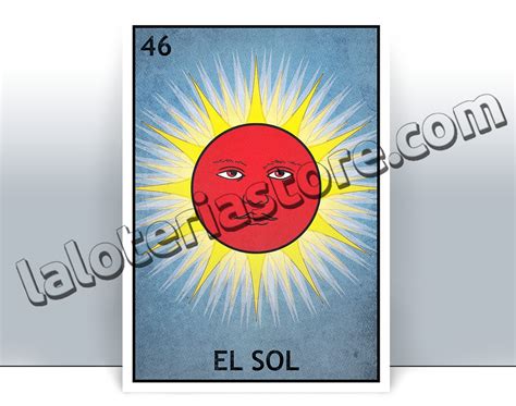 El Sol Loteria Cards The Sun Mexican Bingo Art Print Poster Etsy Hong