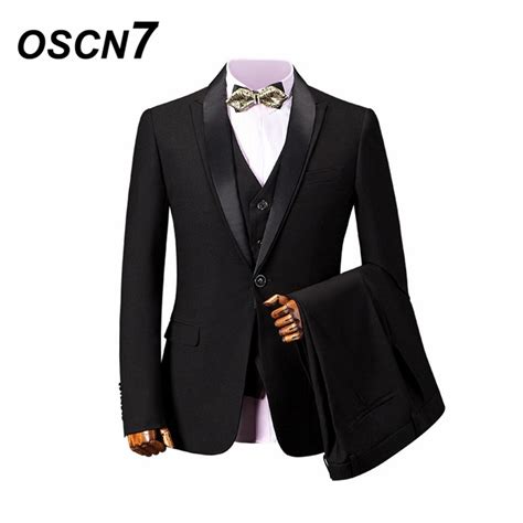Oscn7 Gentleman Tailor Made Suits Men 3 Piece Slim Fit Leisure Wedding