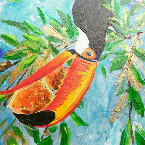 Toucan Painting Original Acrylic Art Nursery Decor Exotic Etsy