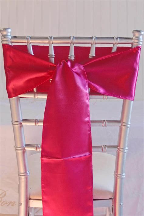 10 Fuchsia Pink Satin Chair Sashes 6x108