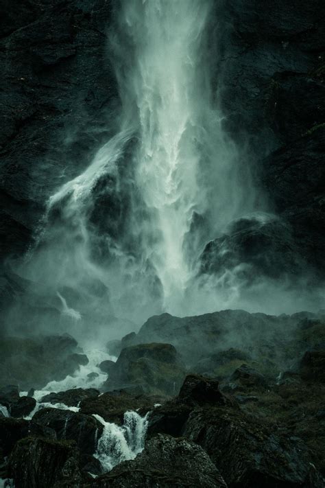 Dark And Moody Waterfall In Norway Fine Art Landscape Photography