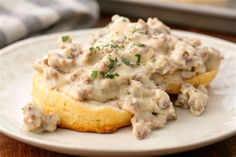This Sausage Gravy Fresh Baked Biscuits = Breakfast HeavenDelish