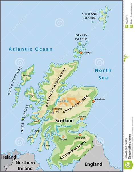 Verkennen van schotland bekijk de kaart van schotland. De kaart van Schotland vector illustratie. Illustratie ...