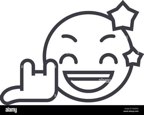 Rock Star Emoji Concept Line Editable Vector Concept Icon Rock Star