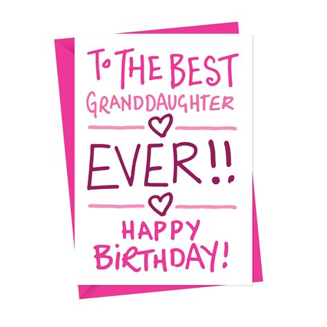 Best Granddaughter Ever Handdrawn Card Birthday Card Illustrated Card