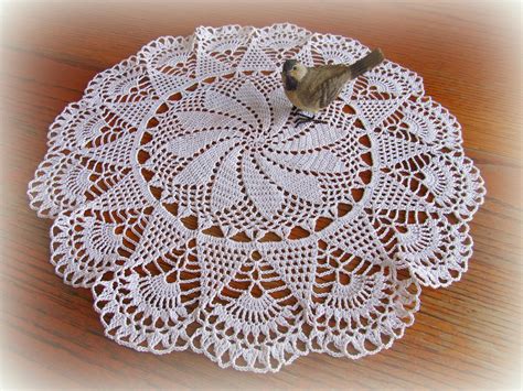 Large White Crochet Doilypinwheel Doily With Beautiful Fan Etsy