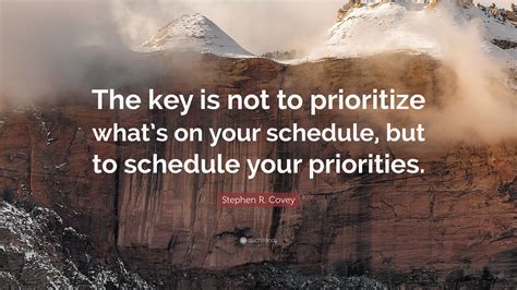 Stephen R Covey Quote The Key Is Not To Prioritize Whats On Your