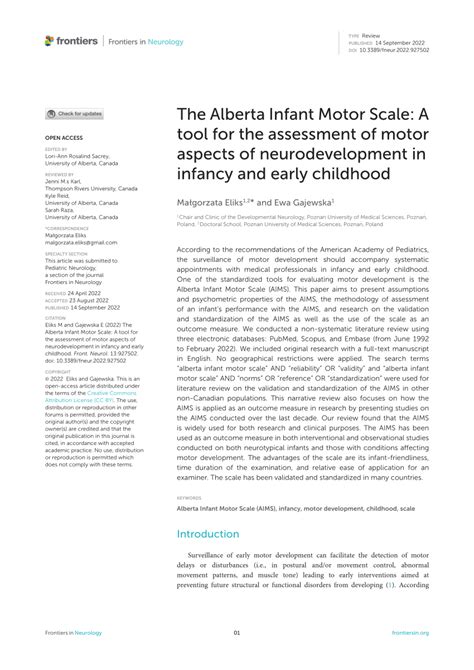 Pdf The Alberta Infant Motor Scale A Tool For The Assessment Of