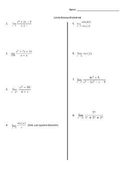 Definite integrals the fundamental theorem of calculus connects differential and integral calculus. Limits Review Worksheet | Matematik
