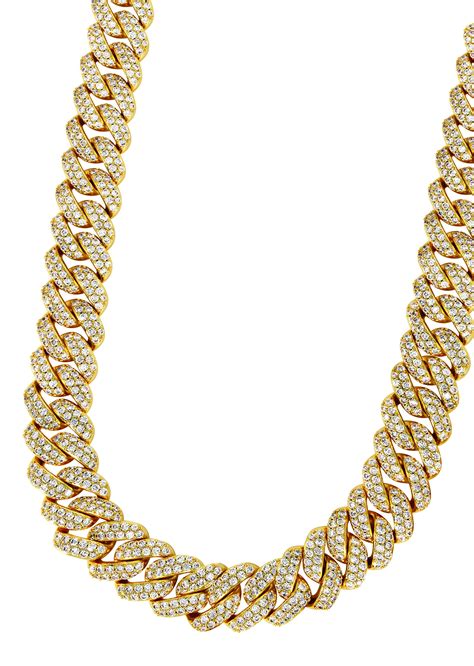 14k Gold Mens Chain Diamond Miami Cuban Link
