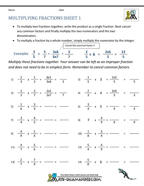 Multiplication Of Fractions Worksheets For Grade 3