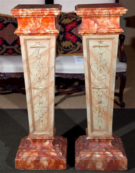 Pair Of Faux Marble Pedestals For Sale At 1stdibs Marble Pedestals