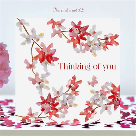 Butterfly Cherry Blossom Thinking Of You Card By Inkywool Butterfly Art