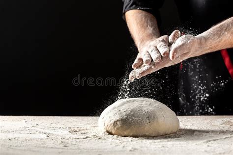 Preparing Yeast Dough Made From Wheat Flour Hands Knead The Dough Make