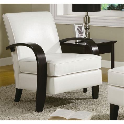 Create an inviting atmosphere with new living room chairs. Wonda White Bonded Leather Accent Chair with Wood Arms | eBay