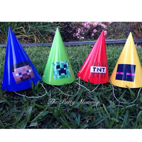 8 Minecraft Birthday Party Hats Ready To Wear By Thepartymommyetsy 7